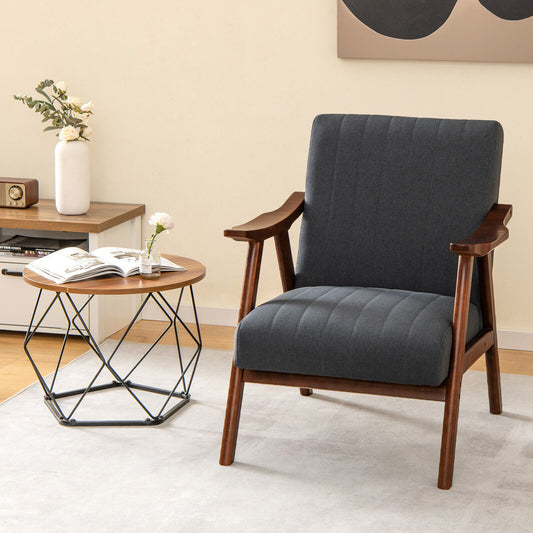 Ergonomic Lounge Armchair with Thick Cushion and Felt Pads Grey