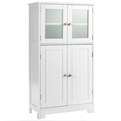 4 Door Freestanding Bathroom & Kitchen Storage Cabinet with Adjustable Shelf