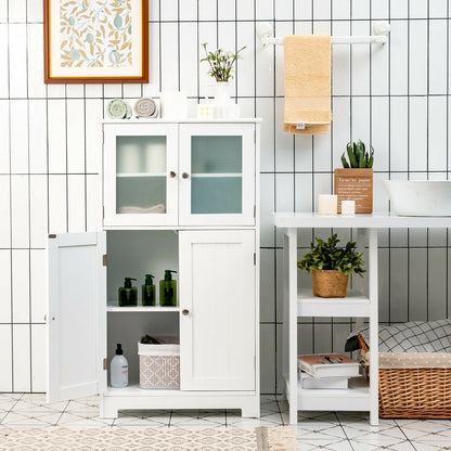 4 Door Freestanding Bathroom & Kitchen Storage Cabinet with Adjustable Shelf