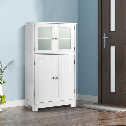 4 Door Freestanding Bathroom & Kitchen Storage Cabinet with Adjustable Shelf