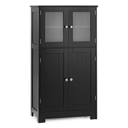 4 Door Freestanding Bathroom & Kitchen Storage Cabinet with Adjustable Shelf