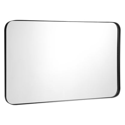 32" x 20" Wall-Mounted Rectangle Mirror with Metal Frame - Black