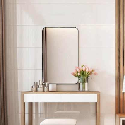 32" x 20" Wall-Mounted Rectangle Mirror with Metal Frame - Black