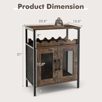 Modern Industrial Buffet Cabinet with Storage Shelves and Removable Wine Rack