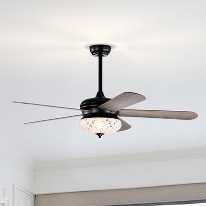 52 Inch Retro Ceiling Fan with Remote Control & Dual-Finish Oak Blades