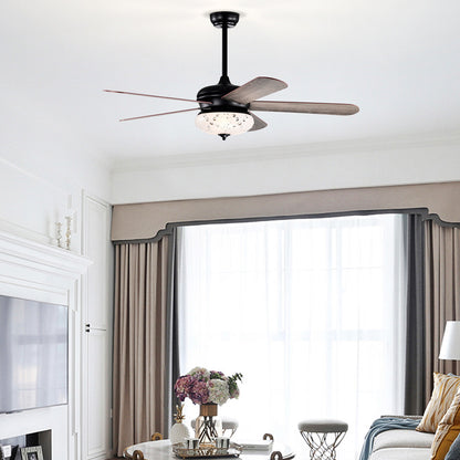 52 Inch Retro Ceiling Fan with Remote Control & Dual-Finish Oak Blades
