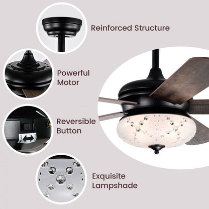 52 Inch Retro Ceiling Fan with Remote Control & Dual-Finish Walnut Blades