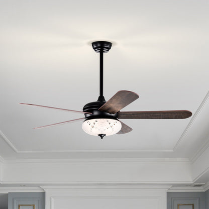 52 Inch Retro Ceiling Fan with Remote Control & Dual-Finish Walnut Blades
