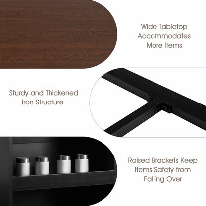 3 Piece Counter Height Dining Set with Storage Shelves and PU Leather Chairs in Brown Wood Finish