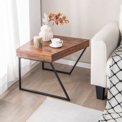 Set of 2 Coffee Tables with Metal Frames and Spacious Wooden Tops