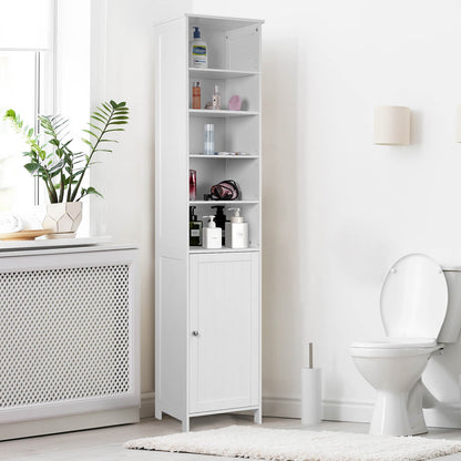 72 Inch Freestanding Tall Storage Cabinet with Adjustable Shelves & Cupboard