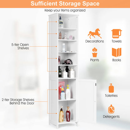 72 Inch Freestanding Tall Storage Cabinet with Adjustable Shelves & Cupboard