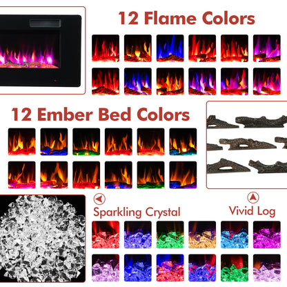 60 Inch Ultra Slim Electric Fireplace with Remote and Adjustable Timer
