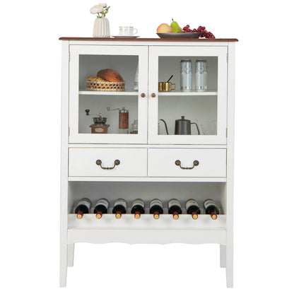 Elegant Sideboard Buffet Cabinet with Tempered Glass Doors and Wine Storage