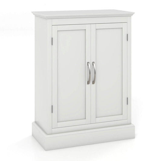 2 Door Freestanding Storage Cabinet with Adjustable Shelves and Waterproof Finish