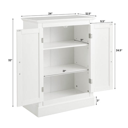 2 Door Freestanding Storage Cabinet with Adjustable Shelves and Waterproof Finish