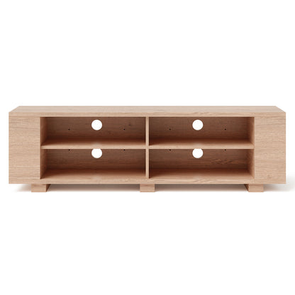 Modern 59 Inch Media Console with Adjustable Open Shelves for TVs up to 65 Inches in Natural