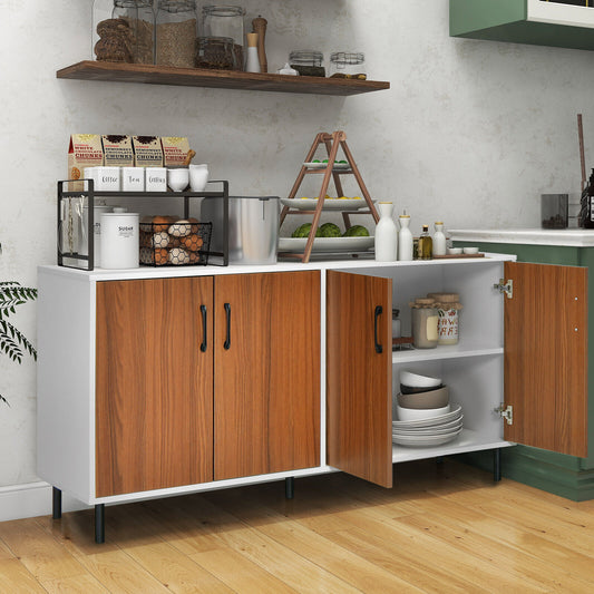 Modern 4 Door Storage Buffet Cabinet with Shelves for Kitchen Dining Room or Living Room