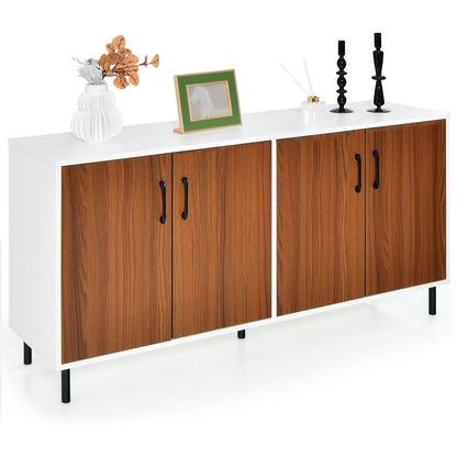 Modern 4 Door Storage Buffet Cabinet with Shelves for Kitchen Dining Room or Living Room