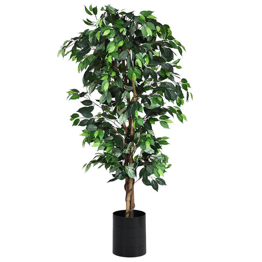 6 Feet Lifelike Artificial Ficus Tree with Silk Leaves for Home and Office Decor
