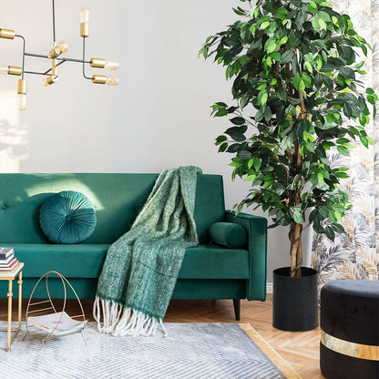 6 Feet Lifelike Artificial Ficus Tree with Silk Leaves for Home and Office Decor