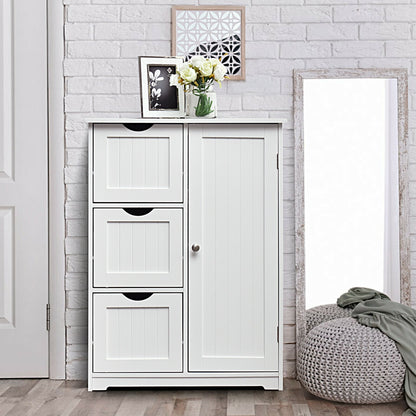 Compact Bathroom Storage Cabinet with 3 Drawers & Adjustable Shelf for Organized Storage