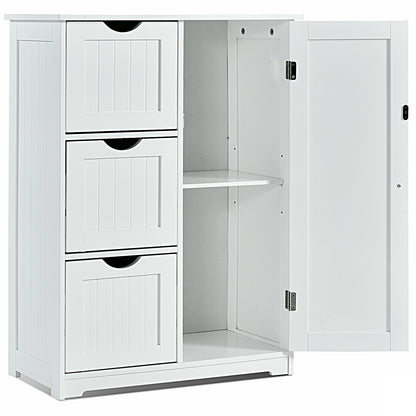 Compact Bathroom Storage Cabinet with 3 Drawers & Adjustable Shelf for Organized Storage