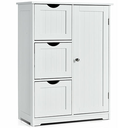Compact Bathroom Storage Cabinet with 3 Drawers & Adjustable Shelf for Organized Storage