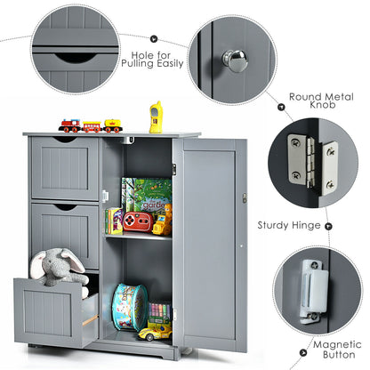 Compact Bathroom Storage Cabinet with 3 Drawers & Adjustable Shelf for Organized Storage