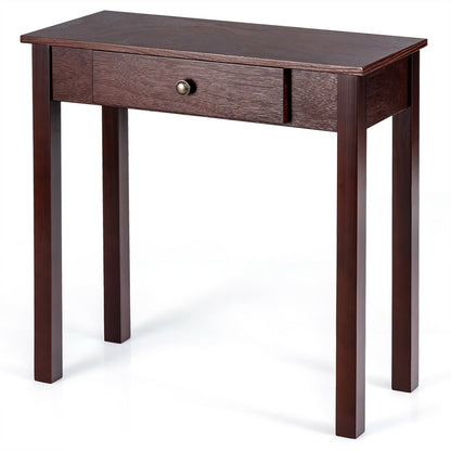 Modern Accent Console Table with Drawer for Living Room or Hallway - Dark Brown