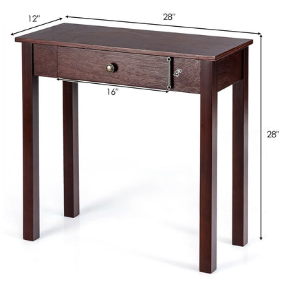 Modern Accent Console Table with Drawer for Living Room or Hallway - Dark Brown