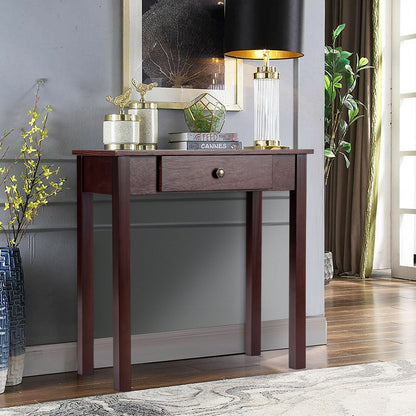 Modern Accent Console Table with Drawer for Living Room or Hallway - Dark Brown