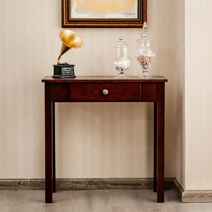 Modern Accent Console Table with Drawer for Living Room or Hallway - Dark Brown