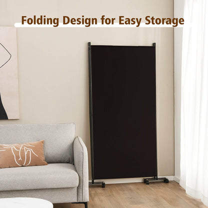 3-Panel Folding Privacy Divider with Lockable Wheels for Easy Mobility - Brown