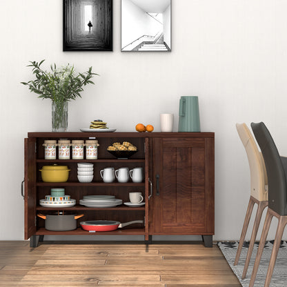 Modern Buffet Cabinet with 3 Doors Adjustable Shelves and Anti Tipping Safety Design - Brown