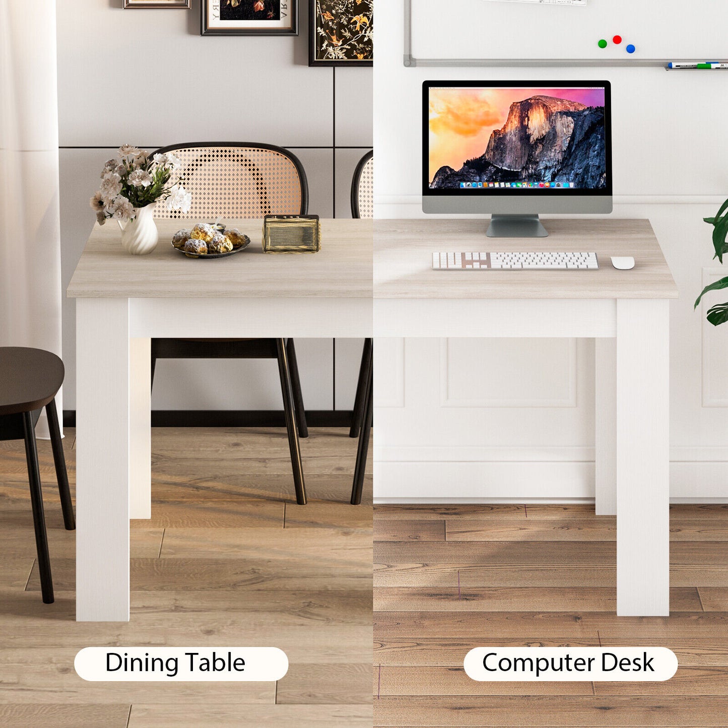 Spacious 47 Inch Dining Table for Kitchen and Small Dining Areas - Light Grey