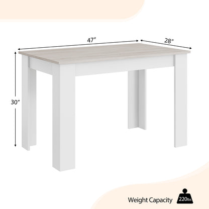Spacious 47 Inch Dining Table for Kitchen and Small Dining Areas - Light Grey