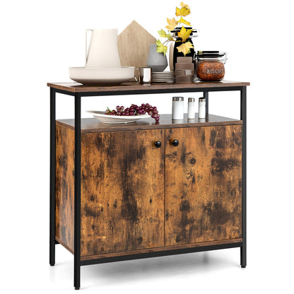 Modern Buffet Sideboard Cabinet with Storage Shelves and Integrated Cable Ports