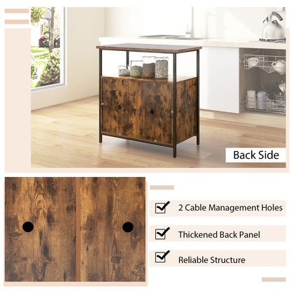 Modern Buffet Sideboard Cabinet with Storage Shelves and Integrated Cable Ports