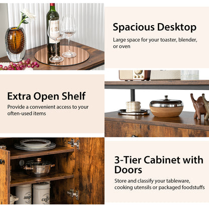Modern Buffet Sideboard Cabinet with Storage Shelves and Integrated Cable Ports