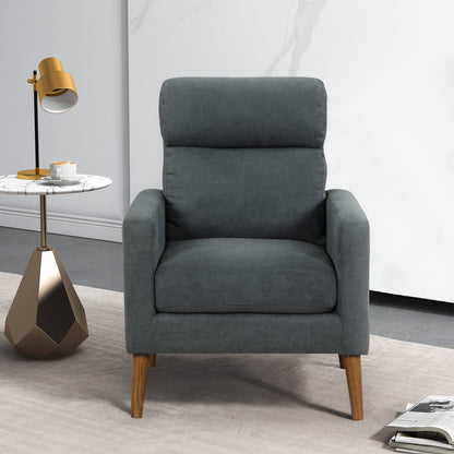 Modern Accent Chair with Lint Fabric Upholstery and Solid Wood Legs