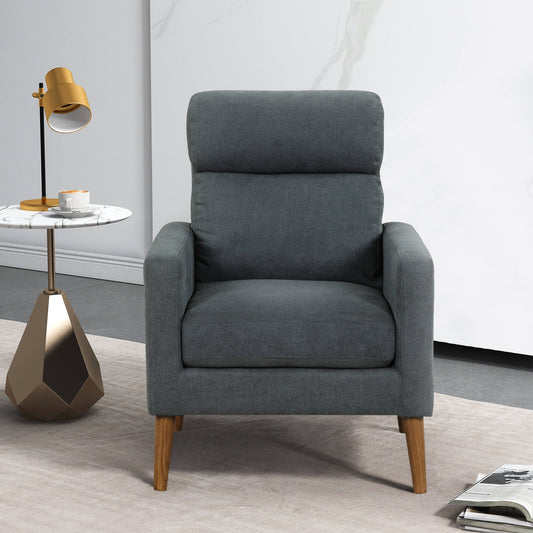 Modern Accent Chair with Lint Fabric Upholstery and Solid Wood Legs