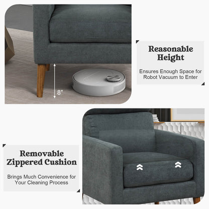 Modern Accent Chair with Lint Fabric Upholstery and Solid Wood Legs