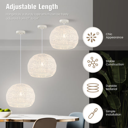 Elegant Round Rattan Pendant Light with Customizable Hanging Rope