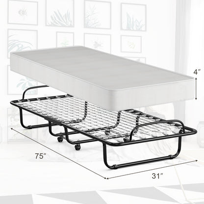 Premium Italian Made Rollaway Folding Bed with Memory Foam Mattress & Sturdy Metal Frame