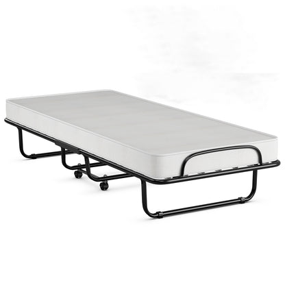 Premium Italian Made Rollaway Folding Bed with Memory Foam Mattress & Sturdy Metal Frame