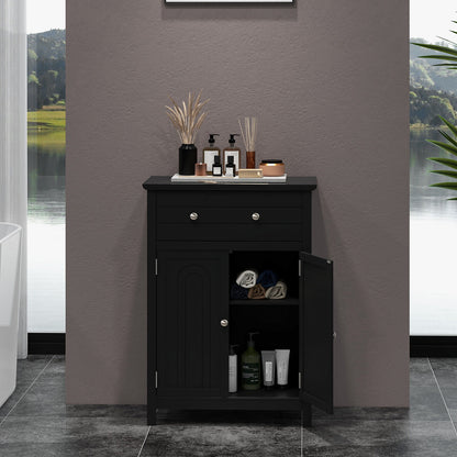 Modern 2 Door Storage Cabinet with Drawer & Adjustable Shelf