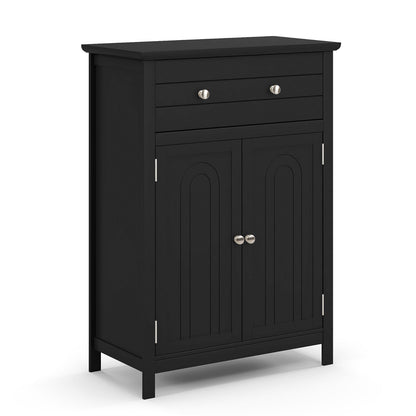 Modern 2 Door Storage Cabinet with Drawer & Adjustable Shelf