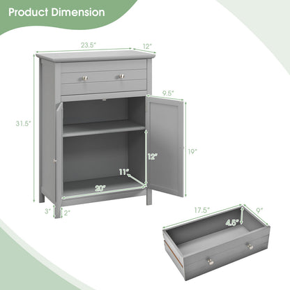Modern 2 Door Storage Cabinet with Drawer & Adjustable Shelf
