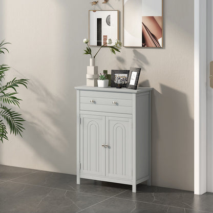 Modern 2 Door Storage Cabinet with Drawer & Adjustable Shelf